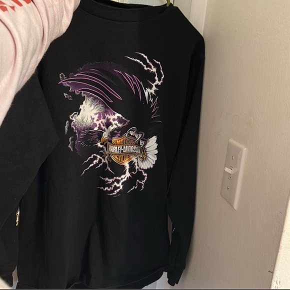 Harley-Davidson Black and Purple Graphic Tee - Picture 1 of 3